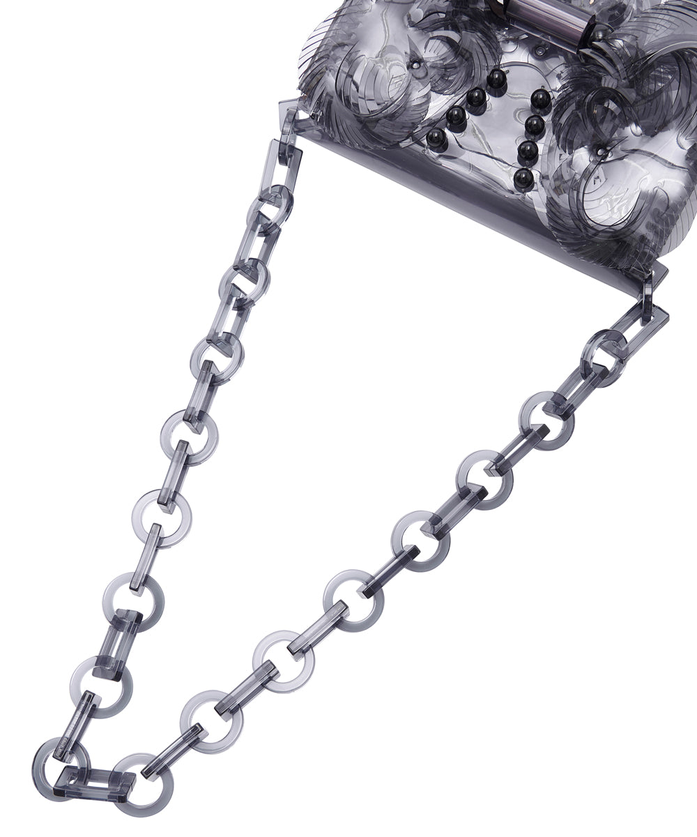 TRANCSPARENT SCULPTURAL MINI CHAIN BAG
