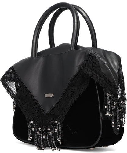 BLACK FAUX LEATHER HANDKERCHIEF HANDBAG