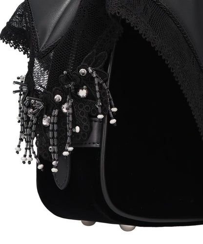 BLACK FAUX LEATHER HANDKERCHIEF HANDBAG