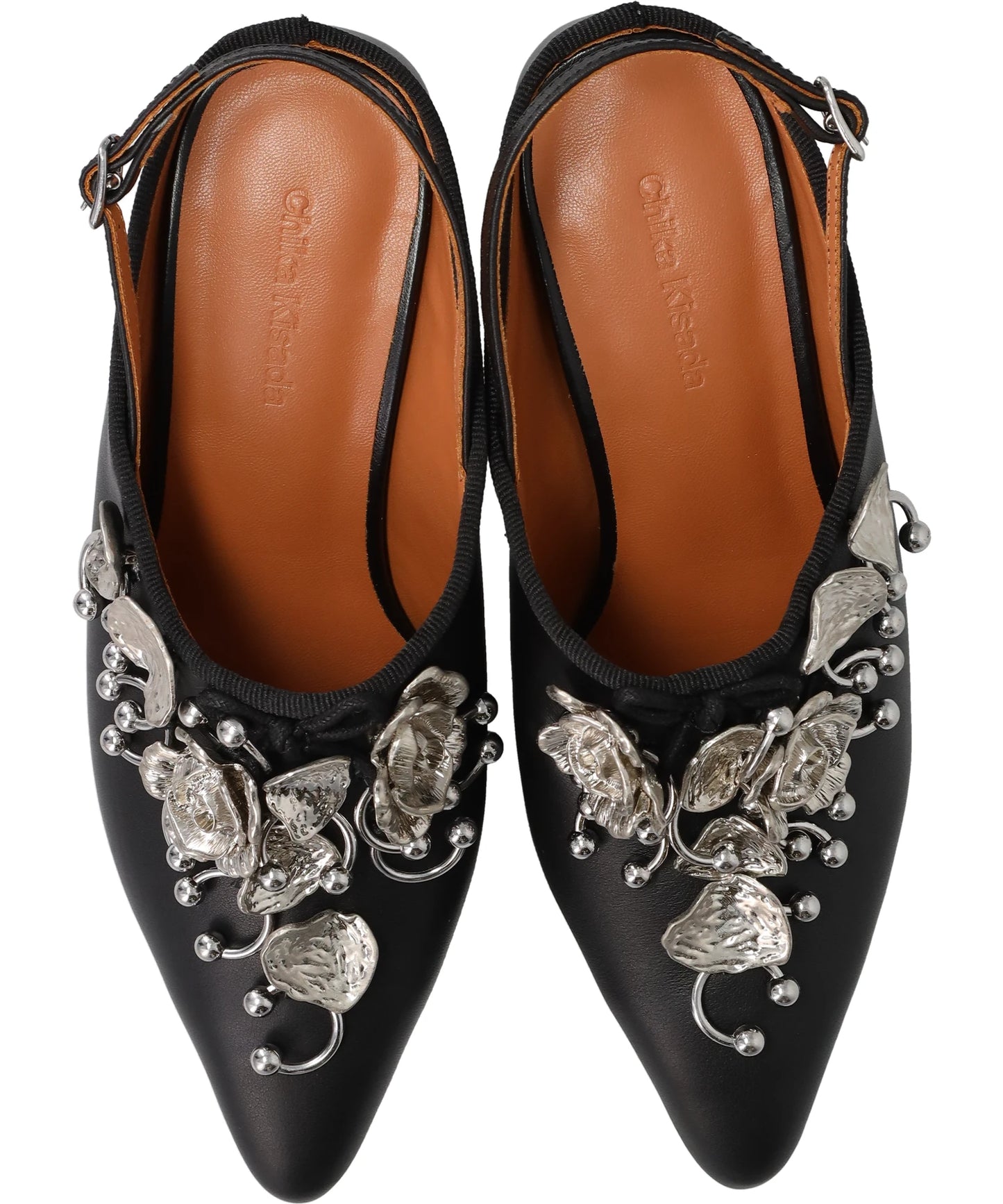 METAL FLOWER+PIERCED PLATFORM SANDAL