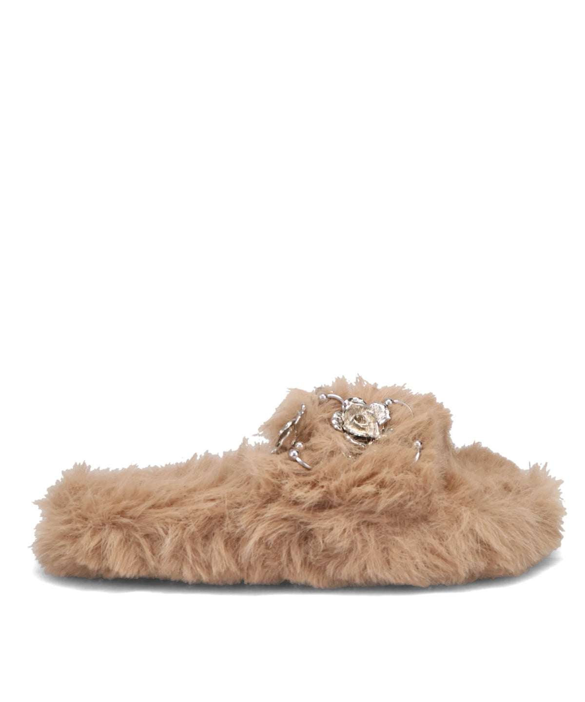 Chika Kisada(チカ キサダ)METAL FLOWER+PIERCED FUR SANDAL