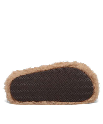 METAL FLOWER+PIERCED FUR SANDAL