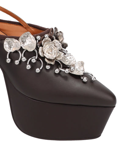 FLOWER MOTIF PIERCED PLATFORM SANDAL