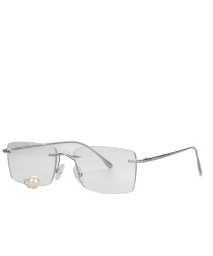 FRAMELESS PEARL TEAR SQUARE GLASSES