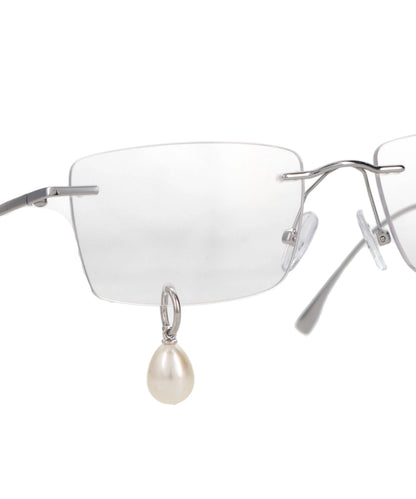 FRAMELESS PEARL TEAR SQUARE GLASSES