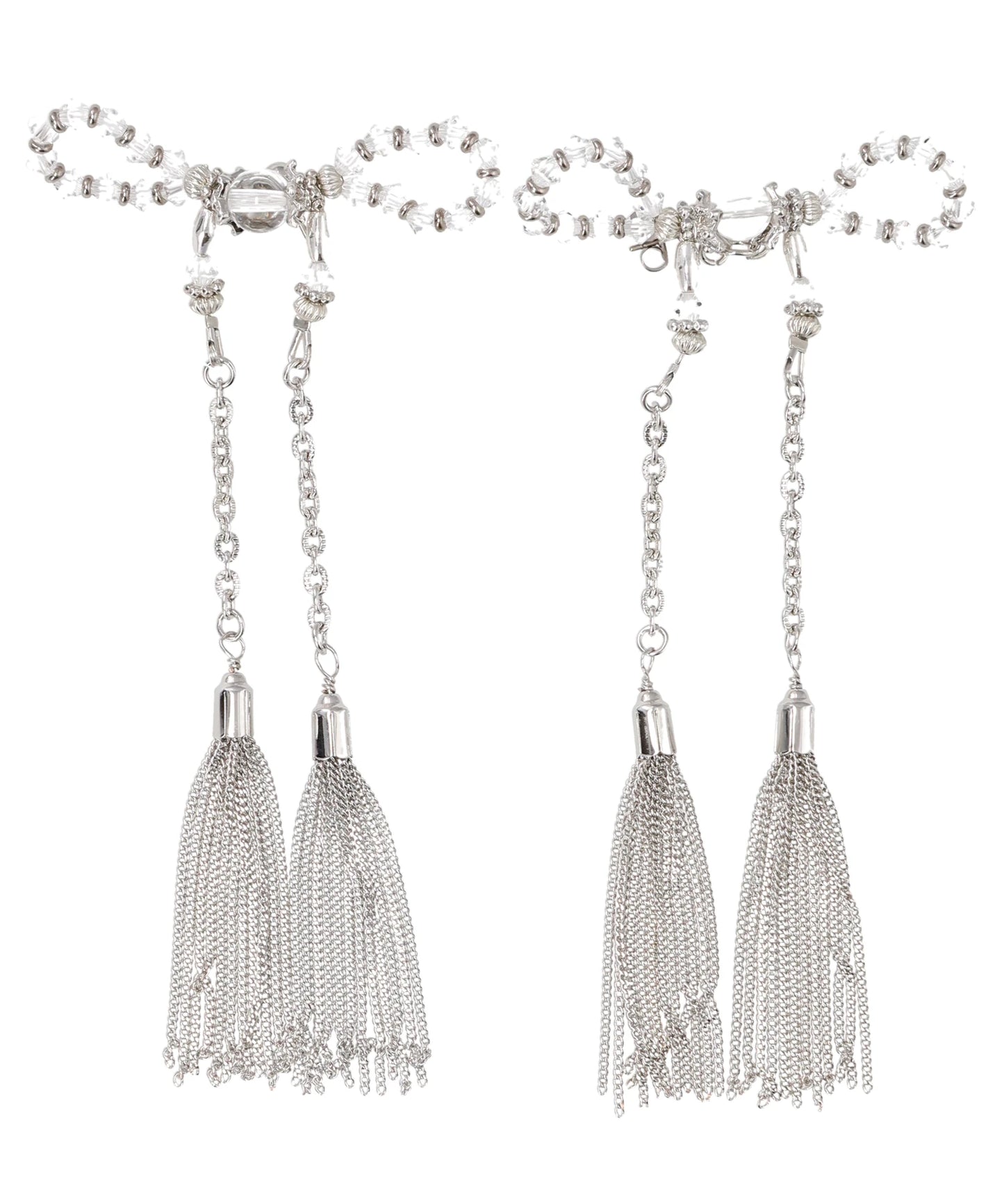 CRYSTAL RIBBON CHAIN EARRINGS