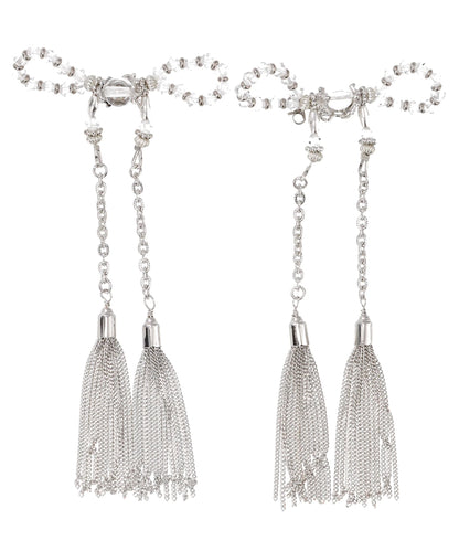 CRYSTAL RIBBON CHAIN EARRINGS