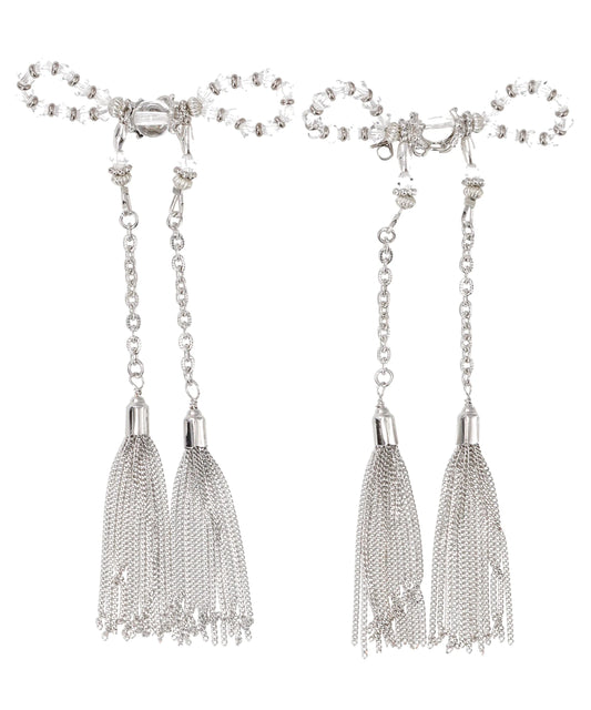 CRYSTAL RIBBON CHAIN EARRINGS