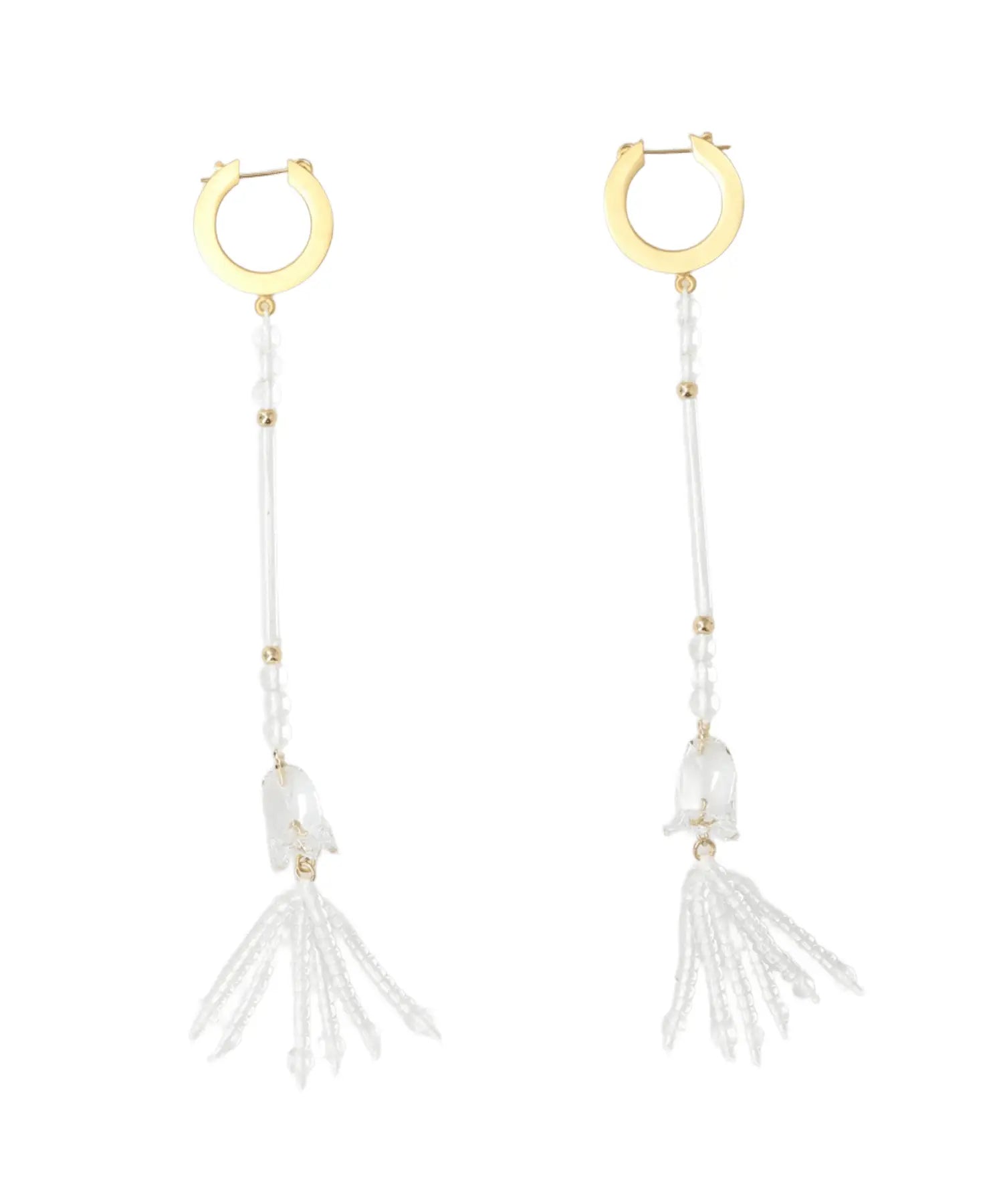 Mame Kurogouchi(マメ クロゴウチ) FLORAL MOTIF LONG GLASS EARRINGS
