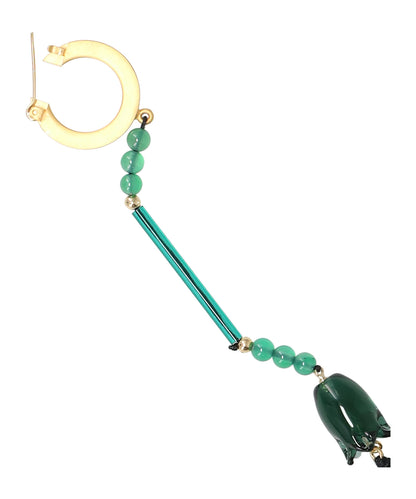 FLORAL MOTIF LONG GLASS EARRINGS