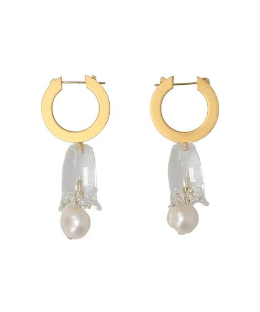 Mame Kurogouchi(マメクロゴウチ) 2026AW FLORAL MOTIF GLASS EARRINGS MM26FW-AC308