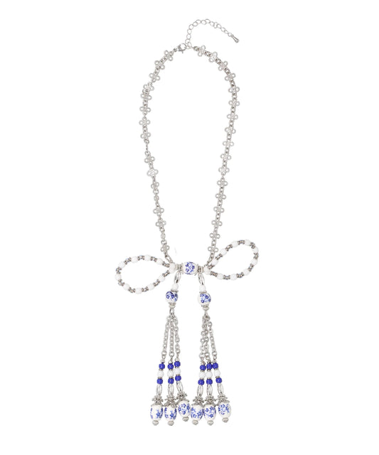 tanakadaisuke BLUE AND WHITE PORCELAIN RIBBONCHAIN NECKLACE