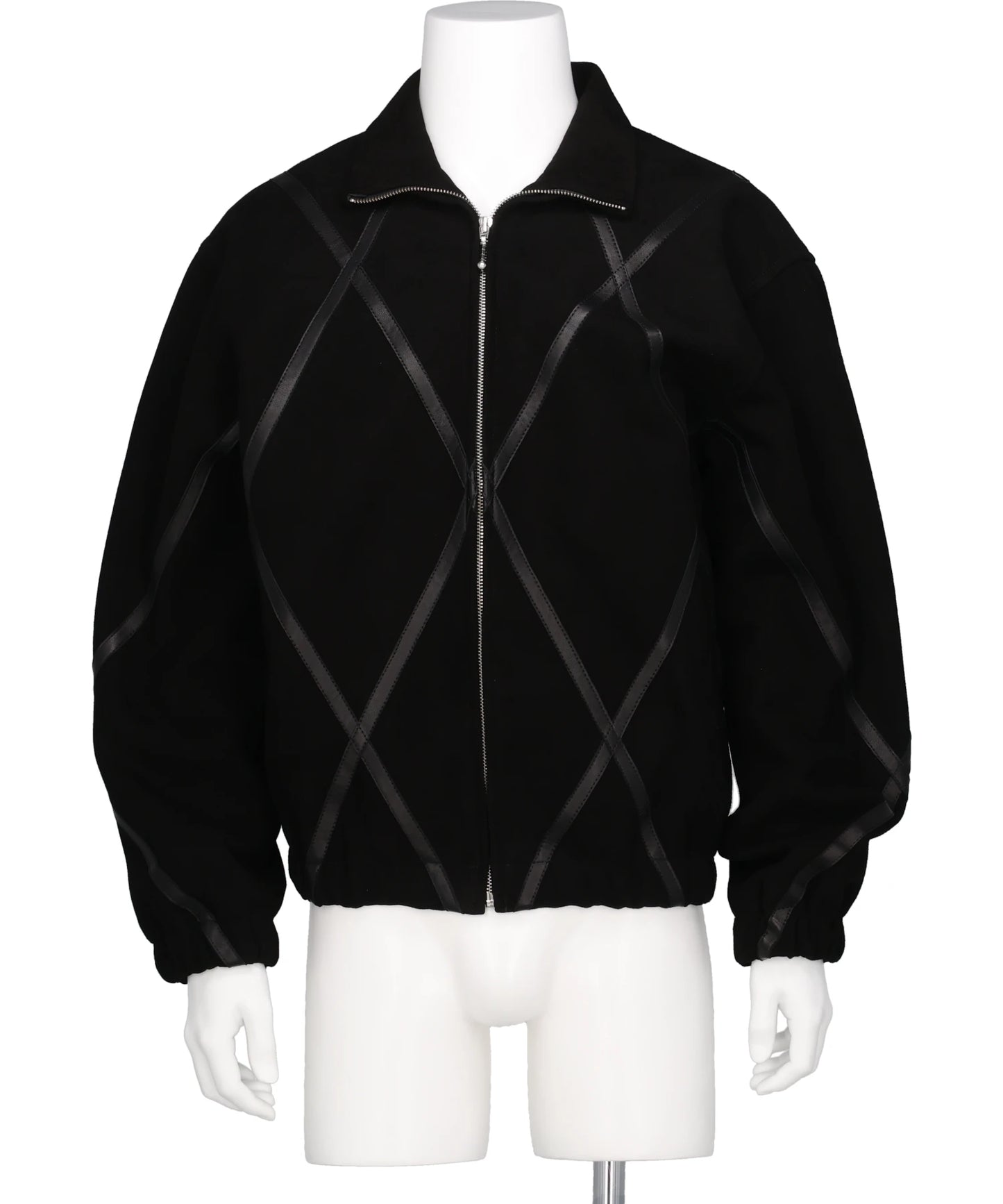 ARGYLE LEATHER & SUEDE TRACK JACKET