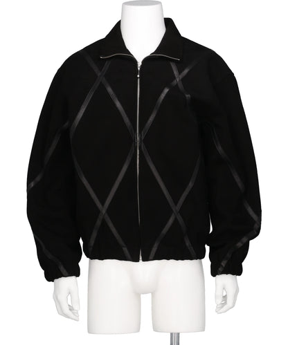 ARGYLE LEATHER & SUEDE TRACK JACKET