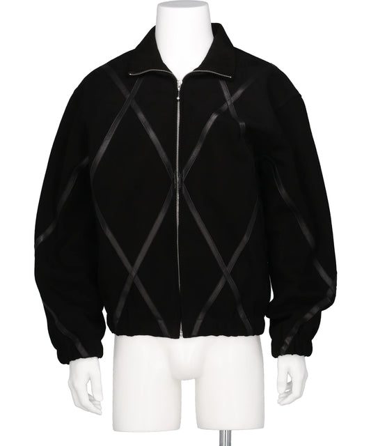 ARGYLE LEATHER & SUEDE TRACK JACKET