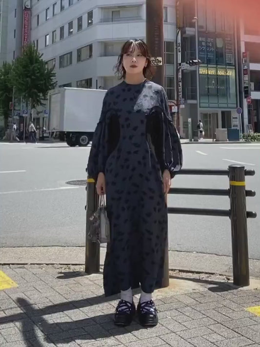 DOUBLE LAYERED FLORAL JACQUARD DRESS