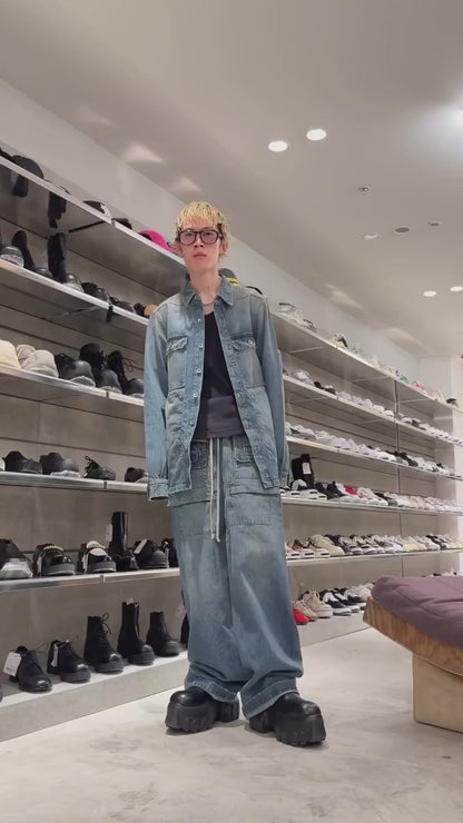 CREATCH WIDE CARGO DRAWSTRING - WASHED INDIGO