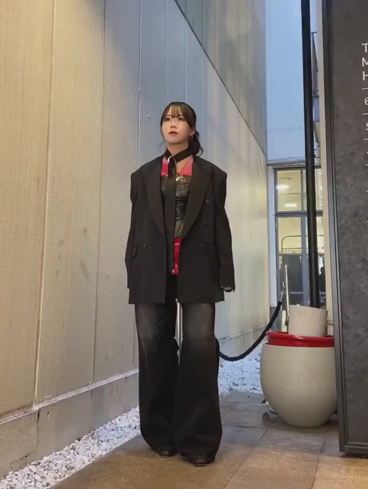 WASHED DENIM WIDE PANTS