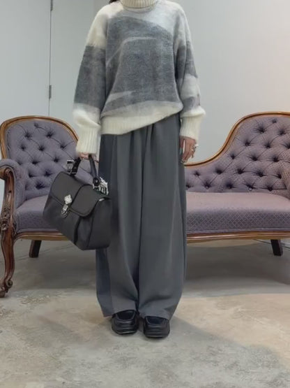 WOOL MOHAIR CREW NECK KNIT TOP