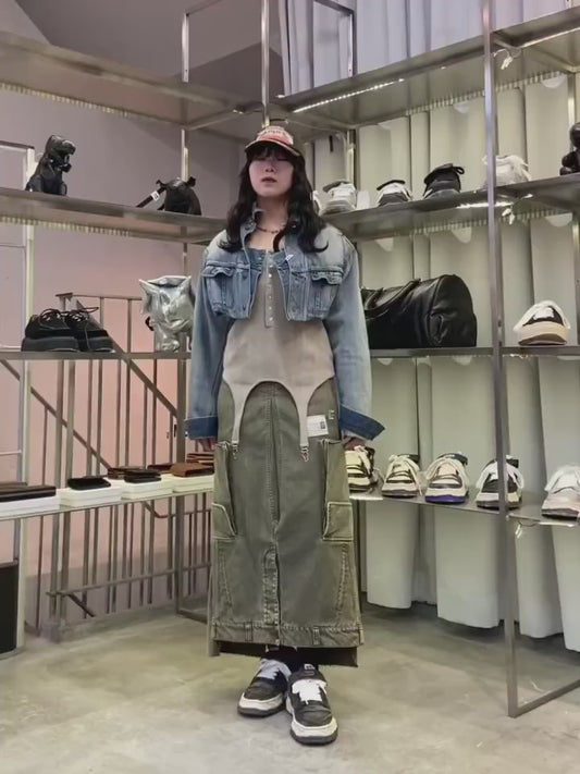 DISTRESSED CARGO SKIRT