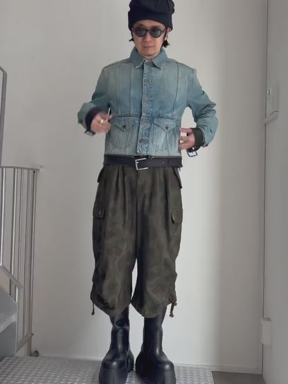 LEATHER STRAP DENIM JACKET