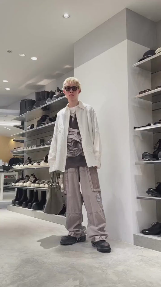 COTTON SATIN CARGO PANTS