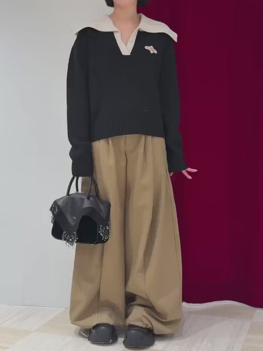 BIG COLLAR KNIT PULLOVER