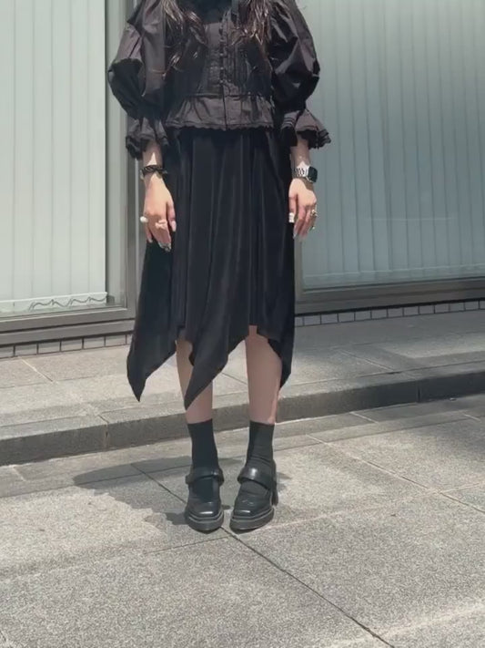VELVET TULLE GATHERED SKIRT