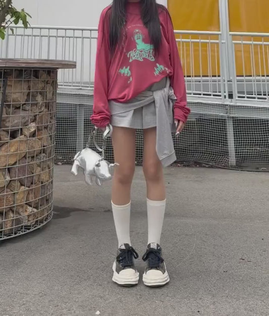 WASHED DENIM HOLLOWED OUT PANTS