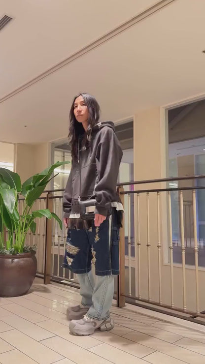 TOW-IN-ONE DENIM PANTS
