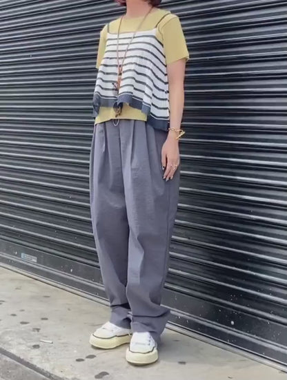 ASYMMETRY STRIPED SEEMLES CAMI