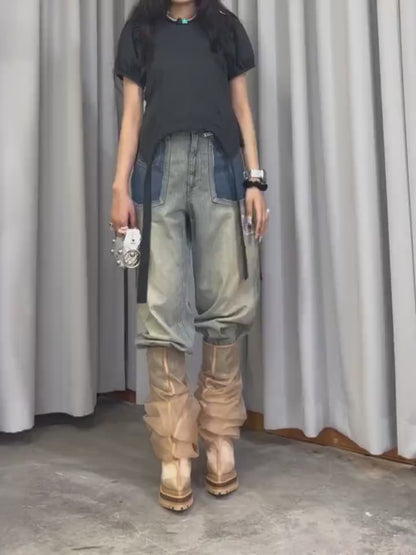 CUT OFF DENIM PANTS