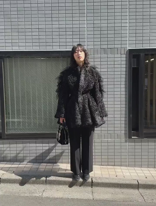 FLOWER PEPLUM COAT WITH SLEEVETULLE LINE