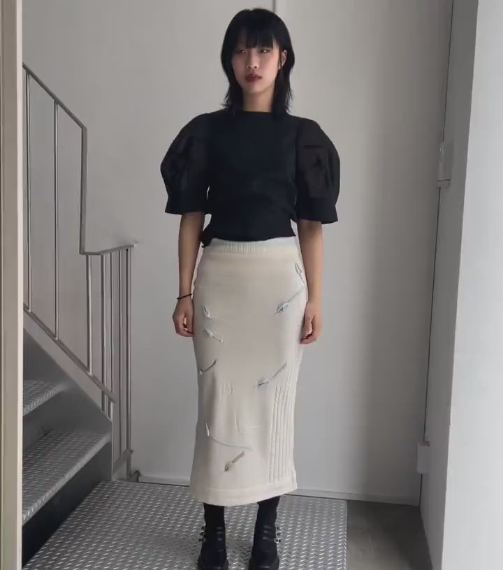 Mame Kurogouchi(マメクロゴウチ) 2026SS 3D FLORAL MOTIF KNIT SKIRT