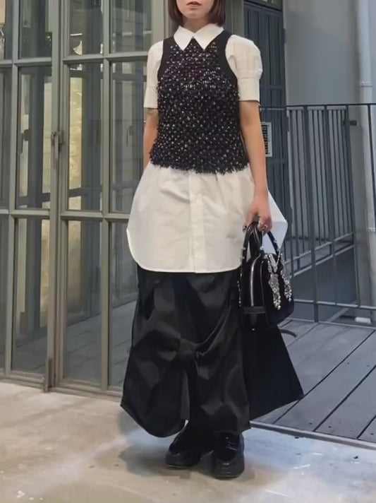 DICRIS SOLO TWILL TUCK VOLUME SKIRT