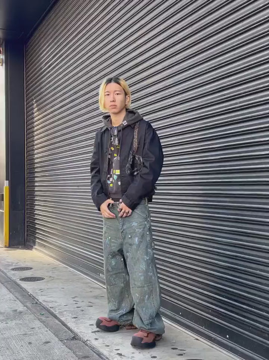 "PAINT" WIDE DENIM PANTS