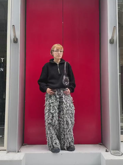 TROMPE L'OEIL EMBROIDERY HALF ZIP KNIT