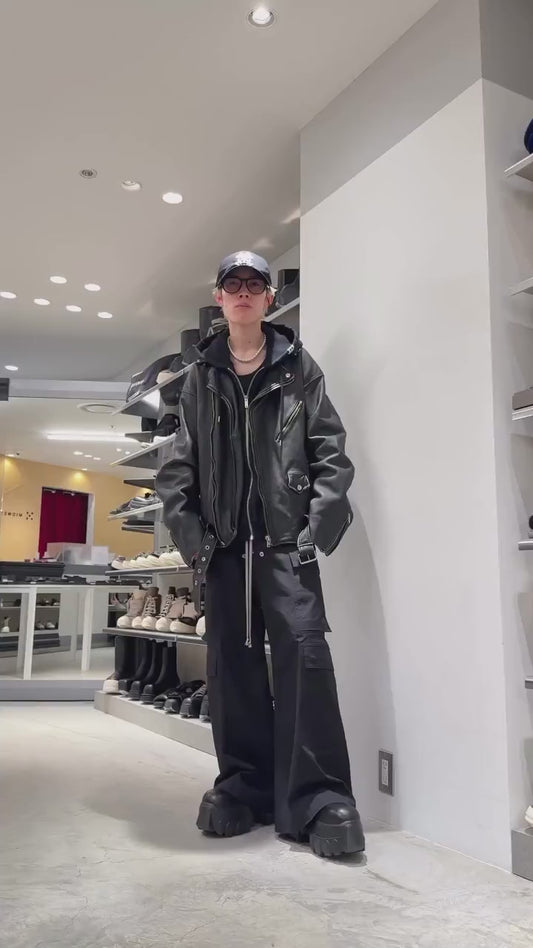 DISTRESSED LEATHER BIKER JACKET