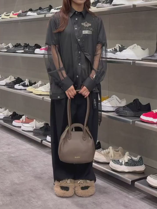 METAL FLOWER+PIERCED FUR SANDAL