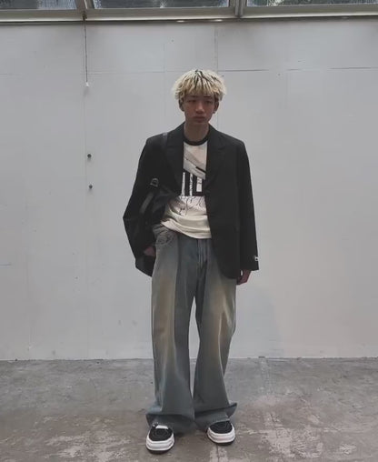 PLEATED BLAZER PINSTRIPE