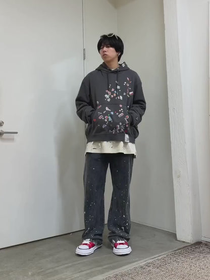 DISTRESSED COTTON LINEN PANTS