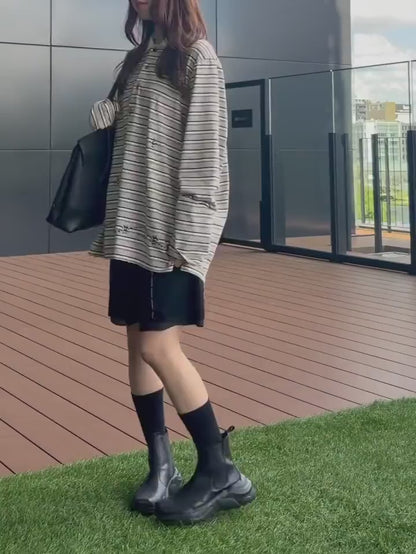 DOUBLE-KNEE LAYERED HALF SLACKS
