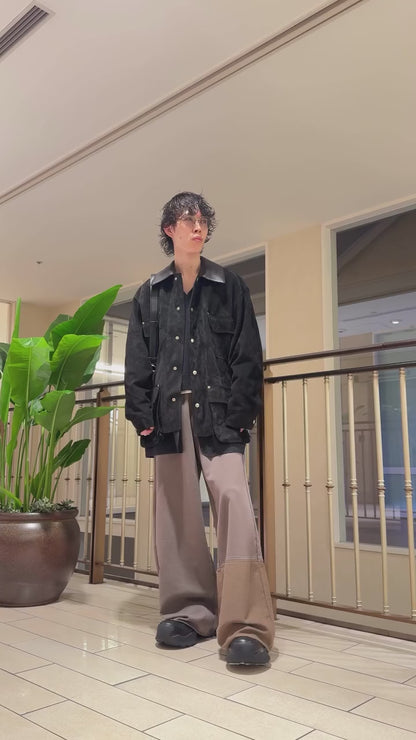 NUBACK LEATHER COVERALL JACKET