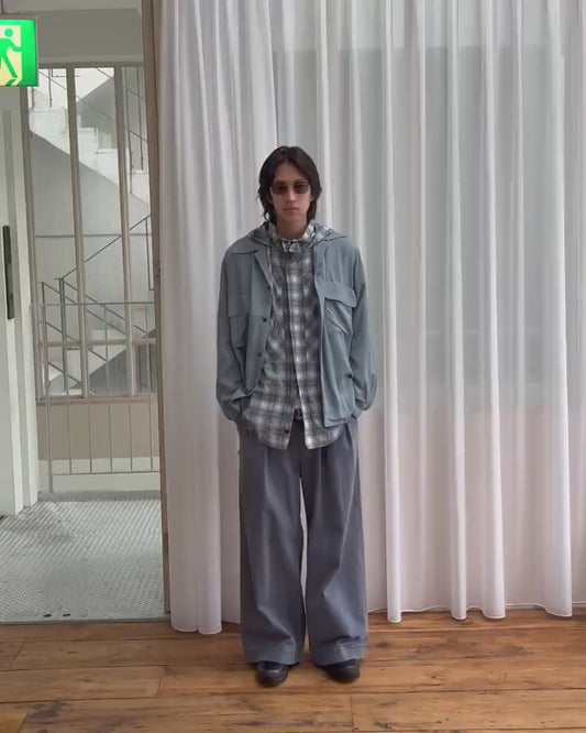 COTTON CHECK HOODIE WORK SHIRT