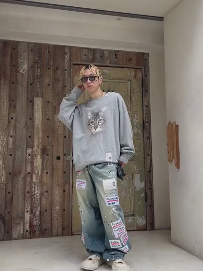 DENIM STICKER PANTS