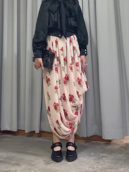 PRINTED DRAPE SKIRT
