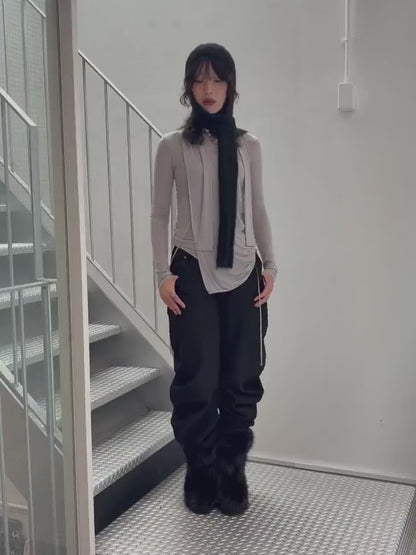 LIQUID DENIM PANTS BLACK