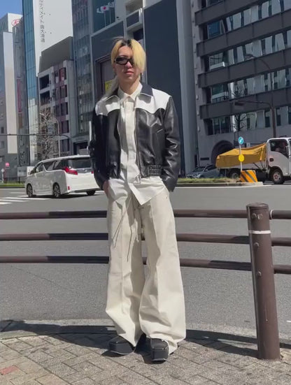 WESTERN LEATHER HARRINGTON JACKET