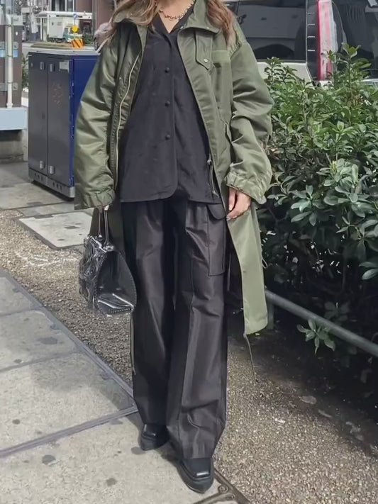 COTTON HIGH WAISTED CARGO TROUSERS