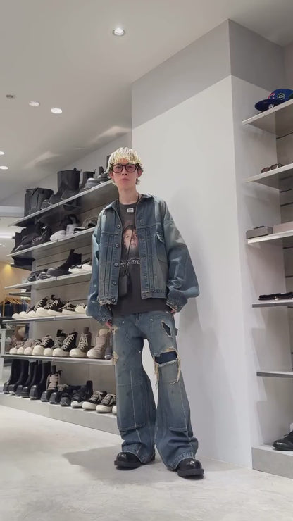 "80YEAR" DAMAGE PAINTER DENIM PANTS